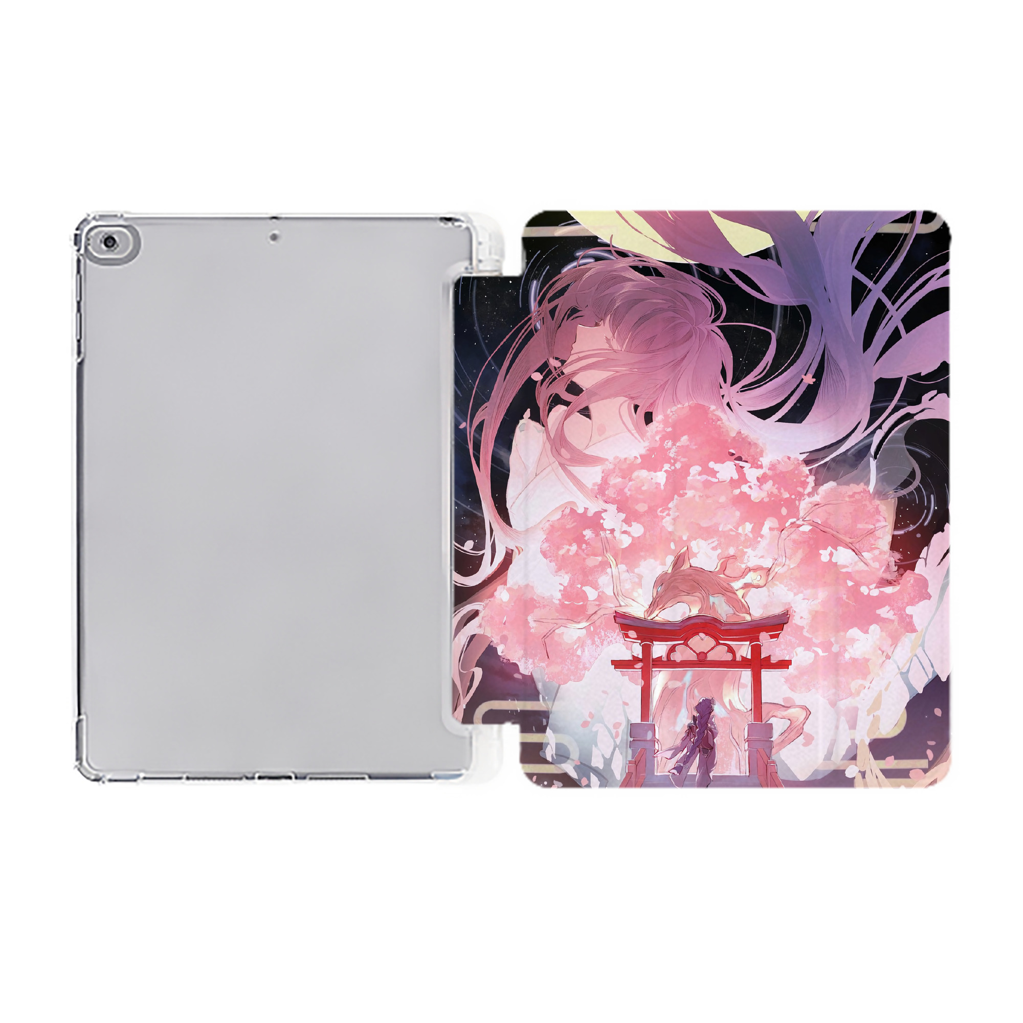 げんし神 genshin IPad ケース ペン収納付き 三つ折りスタンド PUレザー×シリコン 対応機種9.5/10.5/10.9インチ